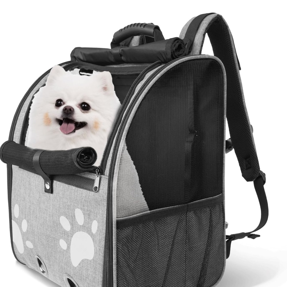 Pet Carrier Backpack with Paw Print Design